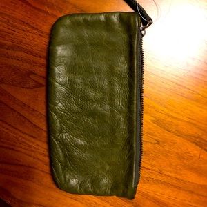 Rough & Tumble Green Leather Clutch/Makeup Bag